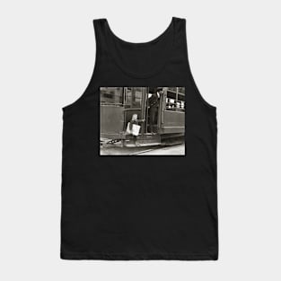 Newsboy Riding Trolley, 1910. Vintage Photo Tank Top